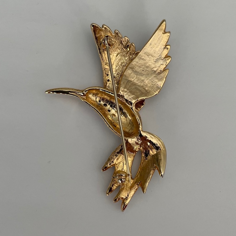 Enamel/Rhinestone Hummingbird Pin - Picture 4 of 6